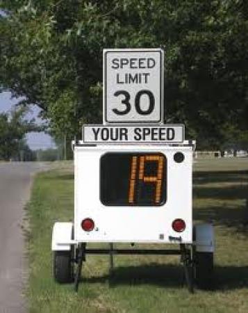 Speed trailer on the side of the road